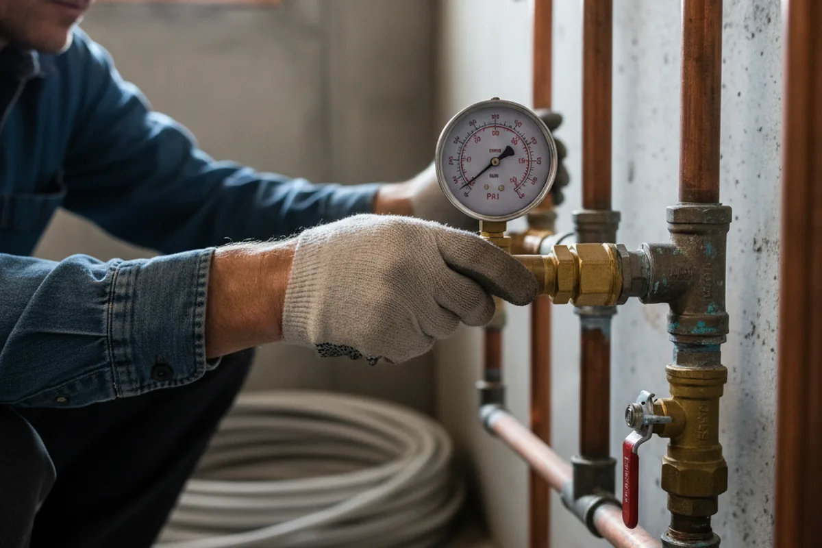 Pressure testing a repaired line during Water Line Repair in Ashburnham